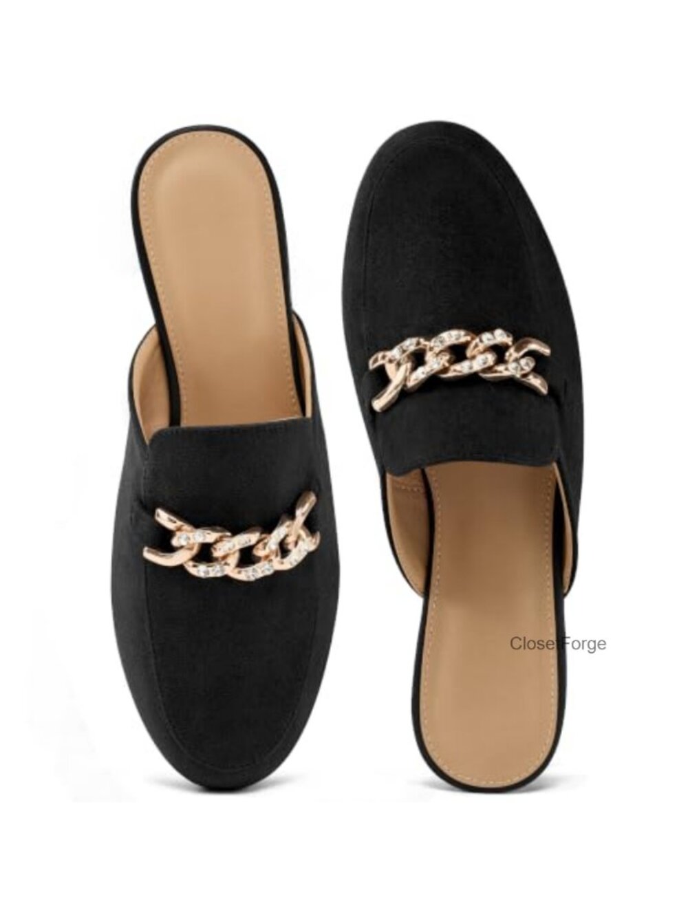 Suede Mules Slip On Backless Loafers Memory Foam Cushioned Flats
